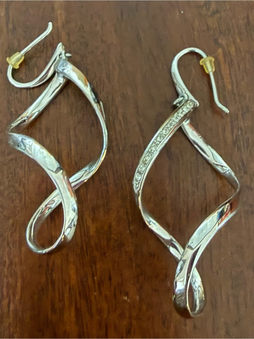 Touchstone Elegant Twisted Drop Earrings - Silver
